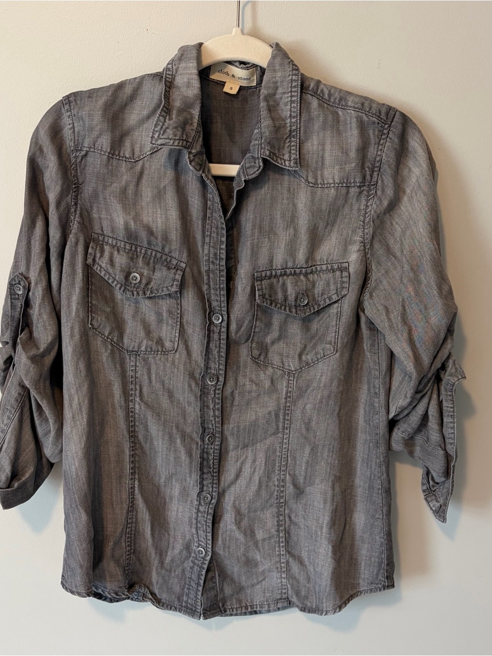 cloth & stone Washed Gray Button-Down Shirt